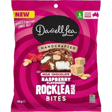 Darrell Lea Milk Chocolate Raspberry Flavoured Rocklea Road Bites 140g