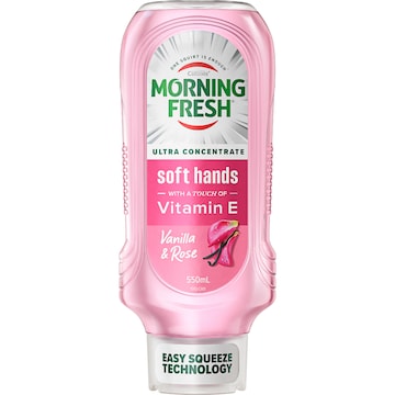 Morning Fresh Soft Hands Squeeze Dishwashing Liquid Vanilla & Rose 550mL