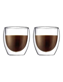 Pavina Double Wall Latte Glasses, Set of 2, 250ml in Clear