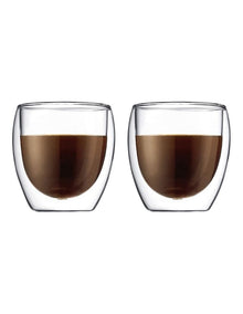 Pavina Double Wall Latte Glasses, Set of 2, 250ml in Clear