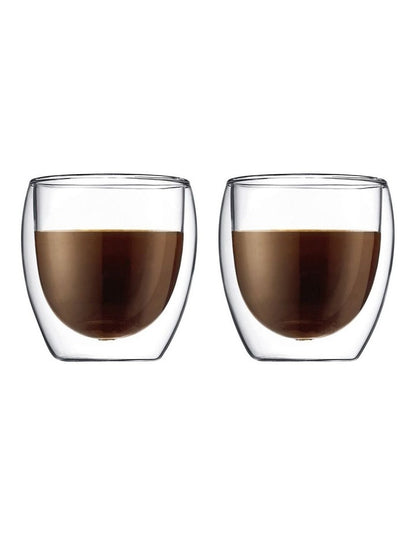 Pavina Double Wall Latte Glasses, Set of 2, 250ml in Clear