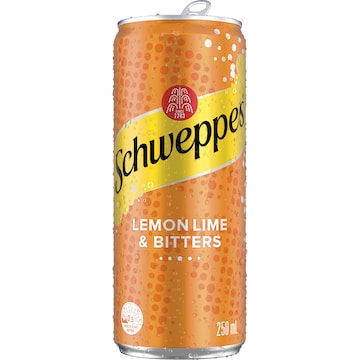 Schweppes Lemon Lime & Bitters Cans 250mL x 6 pack