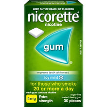 Nicorette Quit Smoking Extra Strength Nicotine Gum Icy Mint 4mg 30 pack