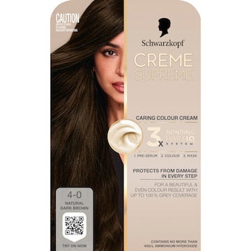 Schwarzkopf Creme Supreme 4-0 Natural Dark Brown Hair Dye each