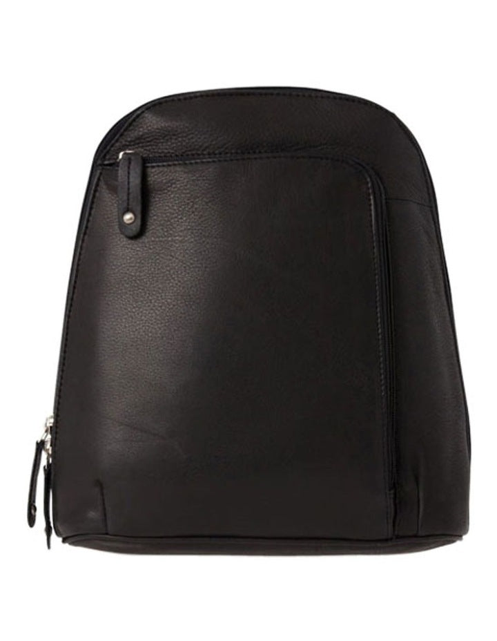 Leather Front Zip Backpack 3990 in Black