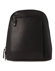 Leather Front Zip Backpack 3990 in Black