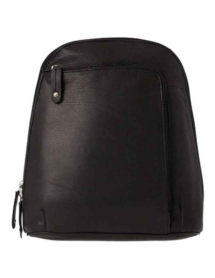 Leather Front Zip Backpack 3990 in Black