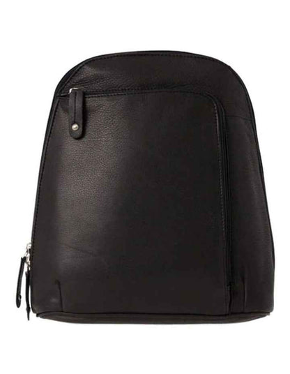 Leather Front Zip Backpack 3990 in Black