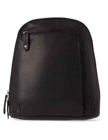 Leather Front Zip Backpack 3990 in Black