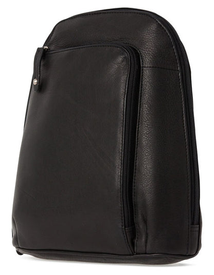 Leather Front Zip Backpack 3990 in Black