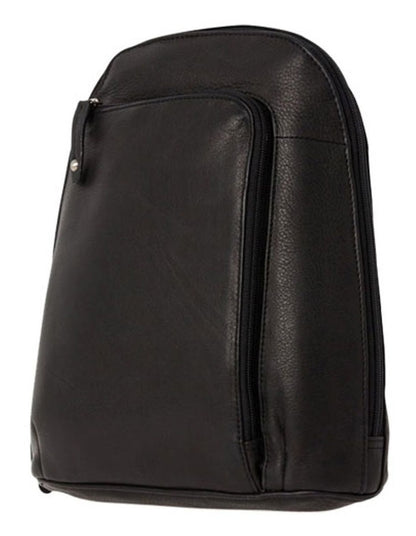 Leather Front Zip Backpack 3990 in Black