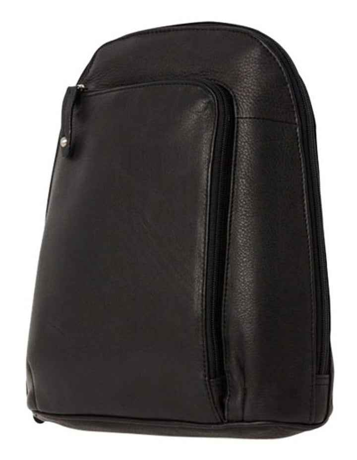 Leather Front Zip Backpack 3990 in Black
