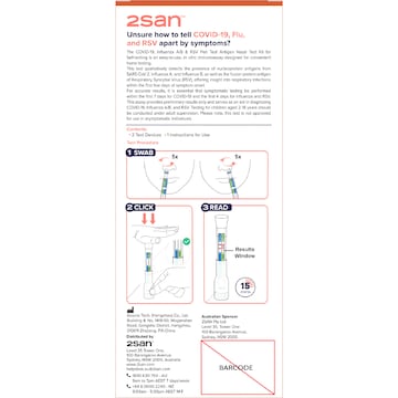 2San Covid 19 Influenza A/B & RSV Pen Test 2 pack