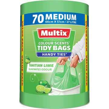 Multix Tidy Bags 27 Litre Colour Scents Tahitian Lime Medium 70 pack