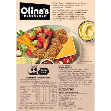 Olina's Bakehouse Gluten Free Seeded Brown Rice Crackers Chilli 80g