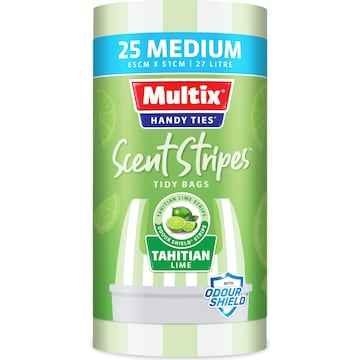 Multix Handy Ties Scent Stripes Tidy Bags Tahitian Lime Medium 25 pack
