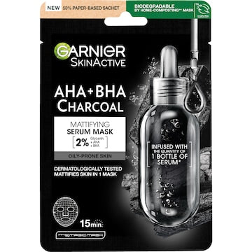 Garnier Skin Active AHA + BHA Charcoal Mattifying Serum Mask each