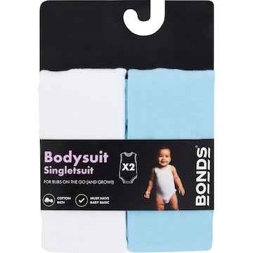 Bonds Baby Singletsuit Size 0000-1 Assorted 2 pack