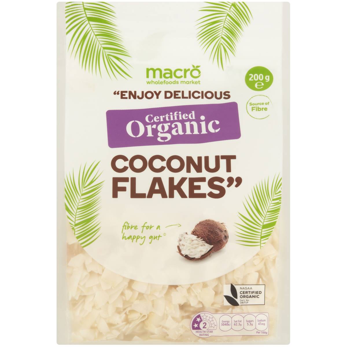 Macro Organic Coconut Flakes 200g