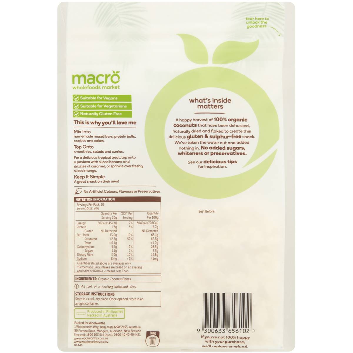 Macro Organic Coconut Flakes 200g