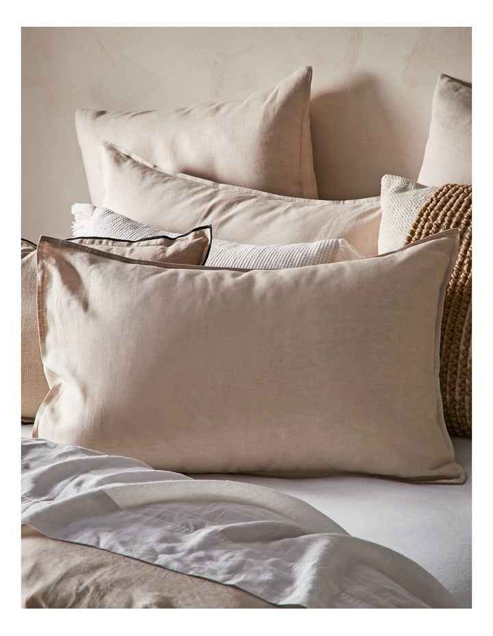 Sandy Cape Washed Belgian Linen Quilt Cover Set in Moonbeam