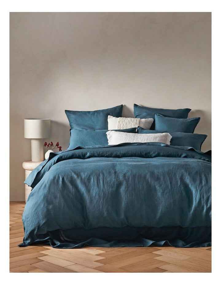 Sandy Cape Linen Quilt Cover Set in Seaglass