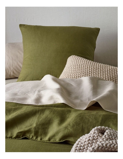Sandy Cape Linen Quilt Cover Set in Shrub