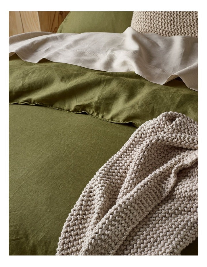 Sandy Cape Linen Quilt Cover Set in Shrub