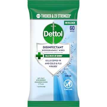 Dettol Disinfectant Biodegradable Wipes Fresh 60 pack