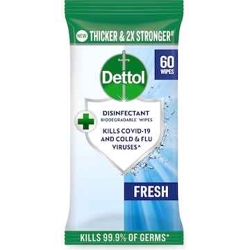Dettol Disinfectant Biodegradable Wipes Fresh 60 pack