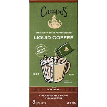 Campos Liquid Coffee Sachets Dark Roast 8 pack