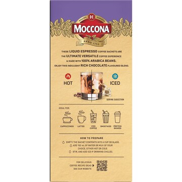 Moccona Liquid Coffee Concentrate Sachets Espresso Mocha 8 pack