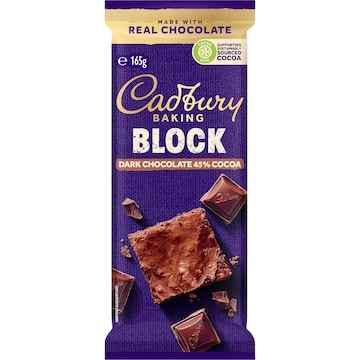 Cadbury Baking 45% Dark Chocolate Block 165g