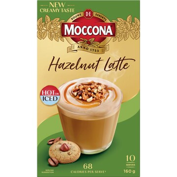 Moccona Hazelnut Latte Sachets 10 pack