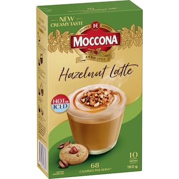 Moccona Hazelnut Latte Sachets 10 pack