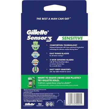 Gillette Sensor 3 Sensitive Disposal Razors 16 pack