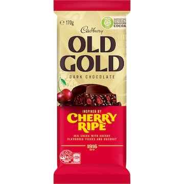 Cadbury Old Gold Cherry Ripe Dark Chocolate Block 170g
