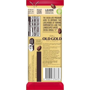 Cadbury Old Gold Cherry Ripe Dark Chocolate Block 170g