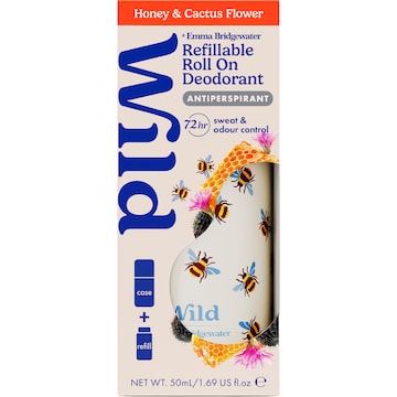Wild Deodorant 72hr Antipersperant Roll On Honey & Cactus 50mL