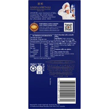Lindt Lindor Dark Chocolate Block 100g