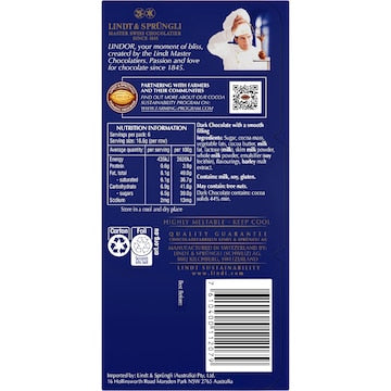 Lindt Lindor Dark Chocolate Block 100g