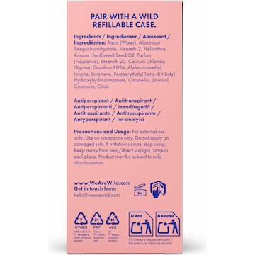 Wild Deodorant 72hr Antipersperant Roll On Refill Cotton & Salt 50mL