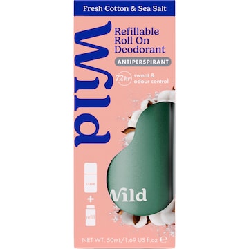 Wild Deodorant 72hr Antipersperant Roll On Cotton & Salt 50mL