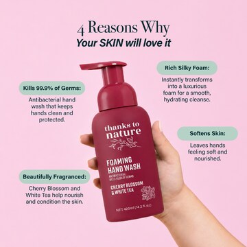Thanks To Nature Antibacterial Foaming Hand Wash Cherry Blossom White Tea 420mL