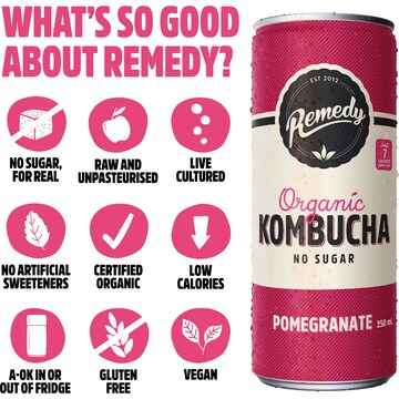 Remedy Pomegranate Kombucha 250mL x 4 pack