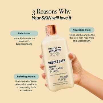 Thanks To Nature Bubble Bath Sweet Almond Vanilla Magnesium & Aloe Vera 500mL