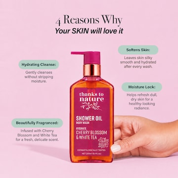 Thanks To Nature Shower Oil Body Wash Hydrate Cherry Blossom & White Tea 250mL