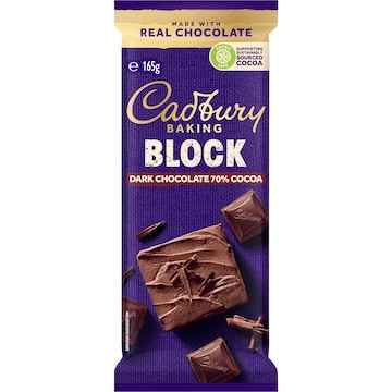 Cadbury Baking 70% Dark Chocolate Block 165g