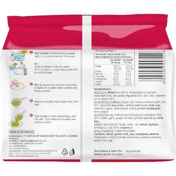 Indomie Instant Noodles Mi Goreng Spicy Beef Flavour 425g 5 pack