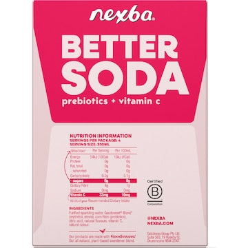 Nexba Better Soda Pink Lychee Cans 330mL x 4 pack